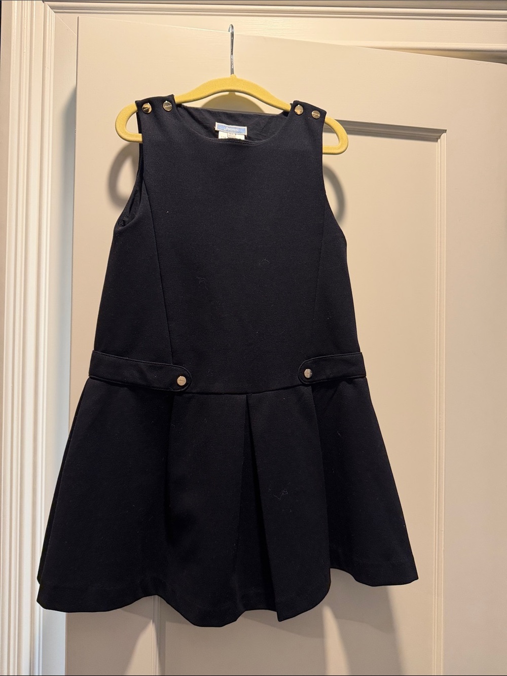 Jacadi Black Girls Button-Detail Ponte Dress